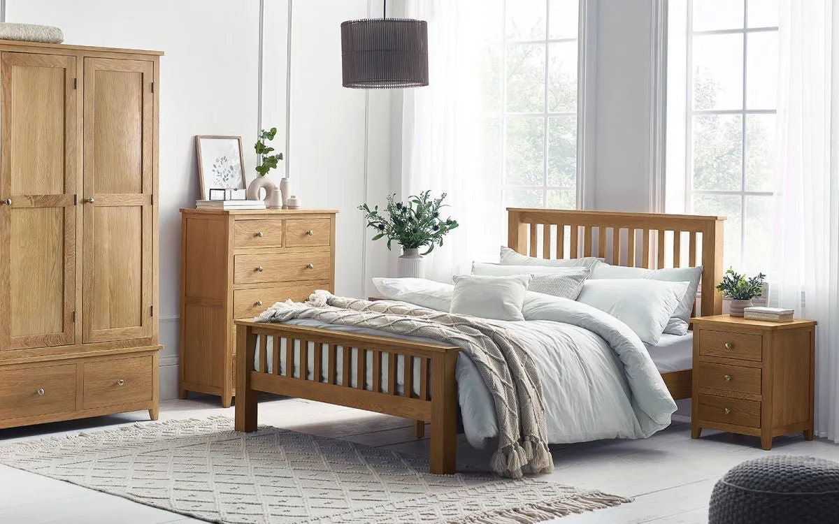 Double High Footend Bed - Oak, Solid Wood image