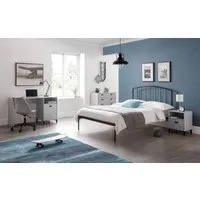 Double Metal Bed with Sprung Slats - Black