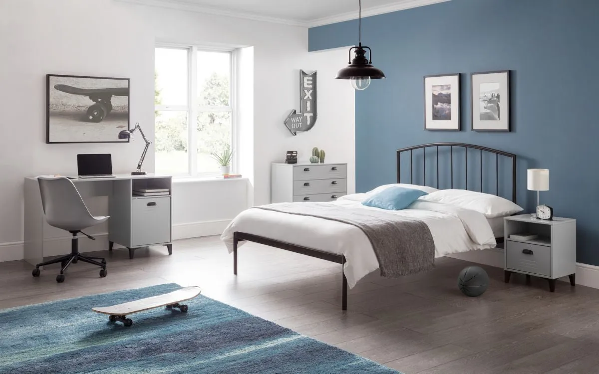 Double Metal Bed with Sprung Slats - Black