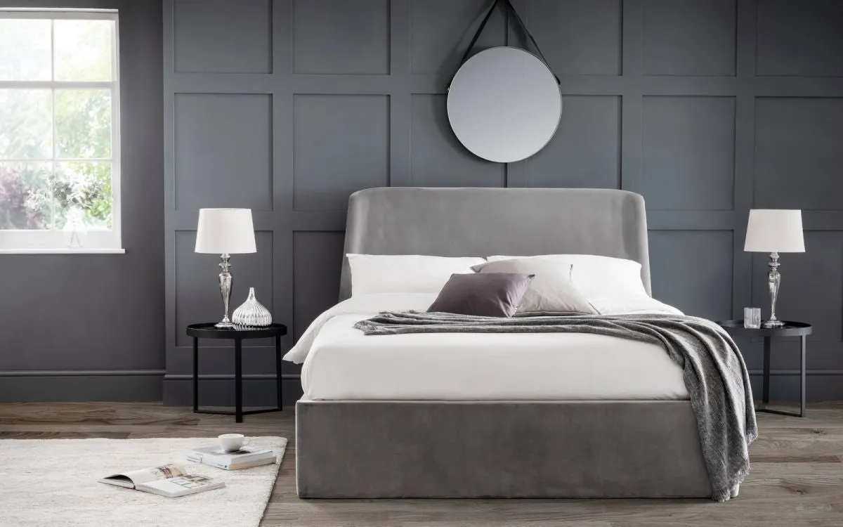 Double Storage Ottoman Bed - Grey, Velvet image