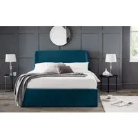 Double Storage Ottoman Bed - Teal, Velvet