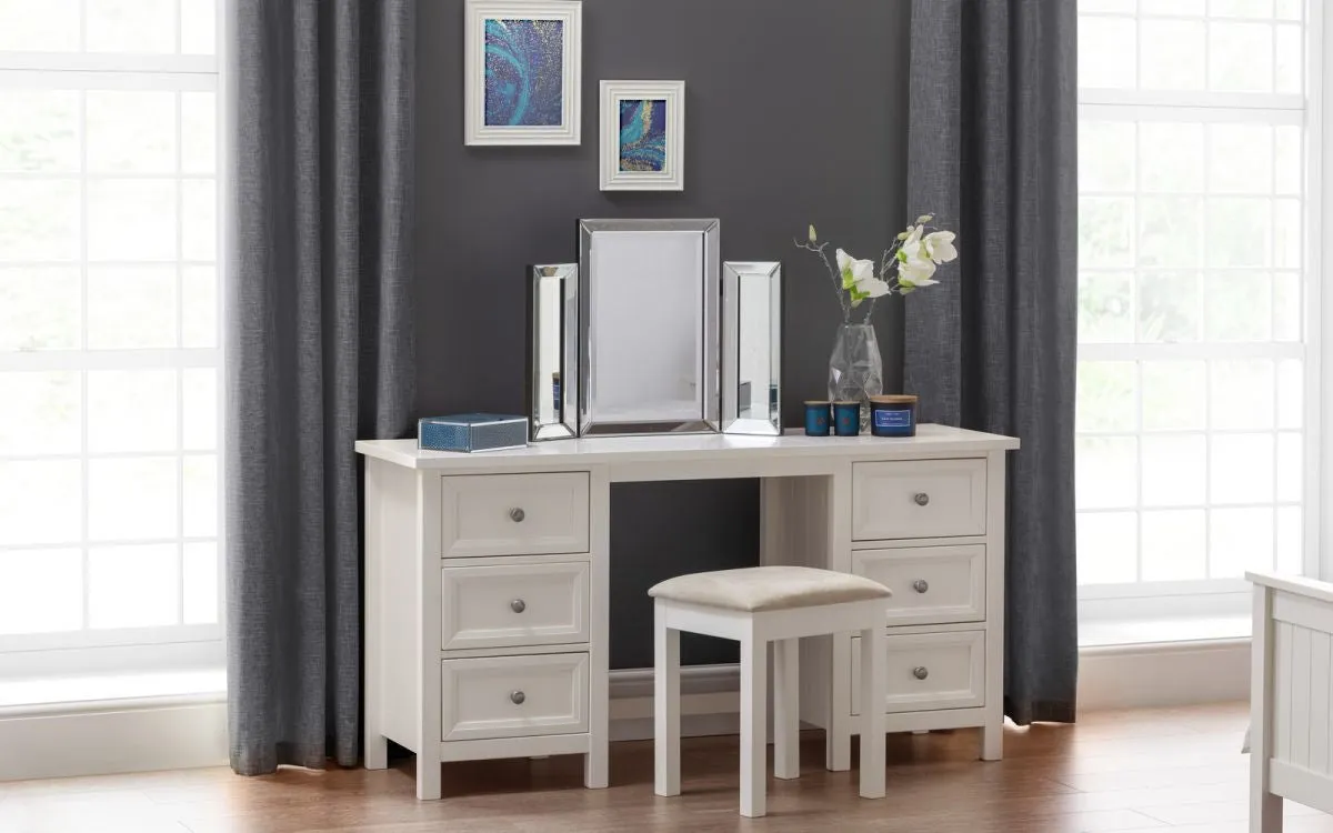 Dressing Table with 6 Drawers - White, Pine