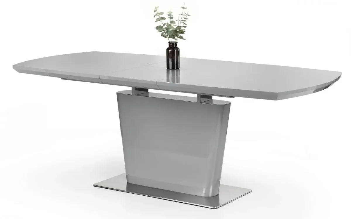 Extending Dining Table with Pedestal - Grey Gloss image