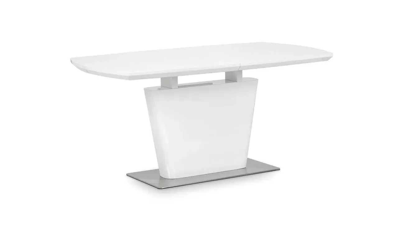 Extending Dining Table with Pedestal - White Gloss