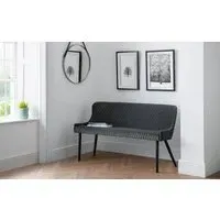 High Back Dining Bench - Grey, Velvet