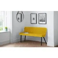 High Back Dining Bench - Mustard, Velvet