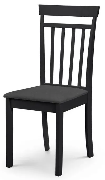 High-Back Dining Chair with Padding - Black Wood image