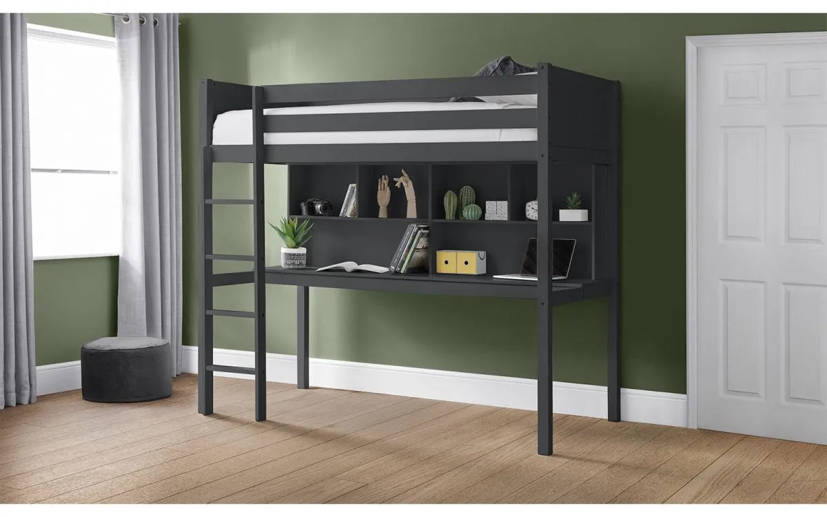 High Sleeper Bed with Workstation - Anthracite image