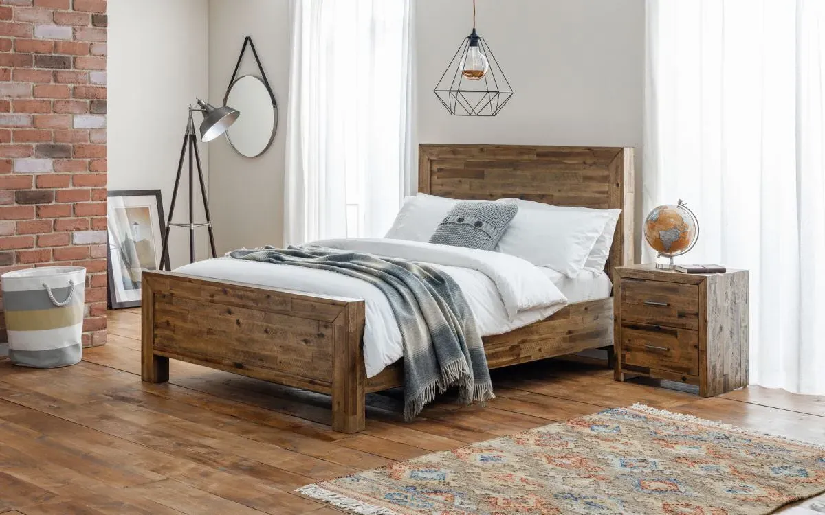 King Size Bed Frame - Rustic Oak, Solid Acacia