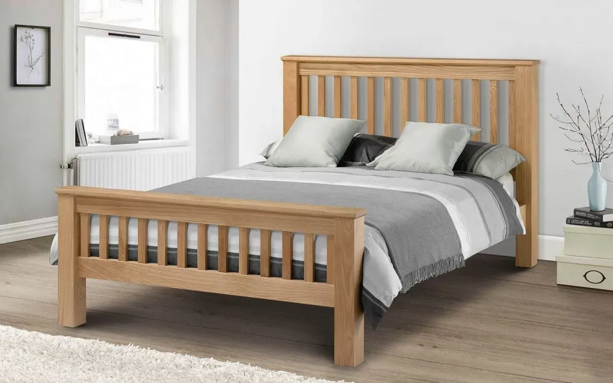 King Size Bed Frame Shaker Style - Light Oak, Solid Oak