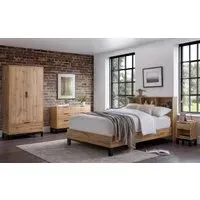 King Size Bed with Bookcase Headboard - Oak, MDF