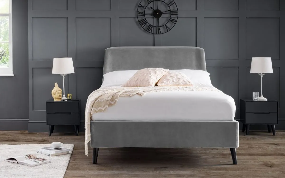 King Size Bed with Curved Headboard - Grey, Velvet image