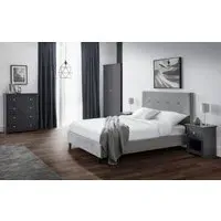 King Size Bed with High Headboard - Grey, Velvet