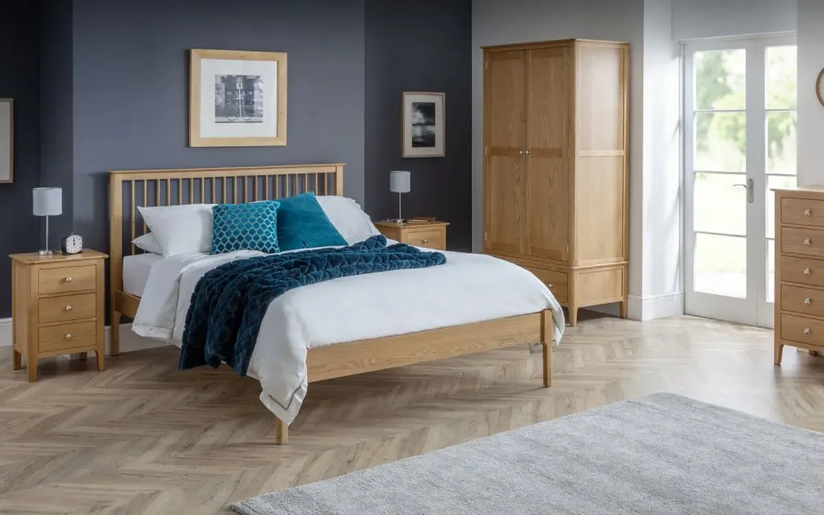 King Size Bed with Shaker Design - Oak, Solid Wood