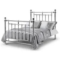 King Size Bed with Sprung Slats - Chrome, Steel