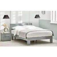 King Size Bed with Sprung Slats - Grey, MDF