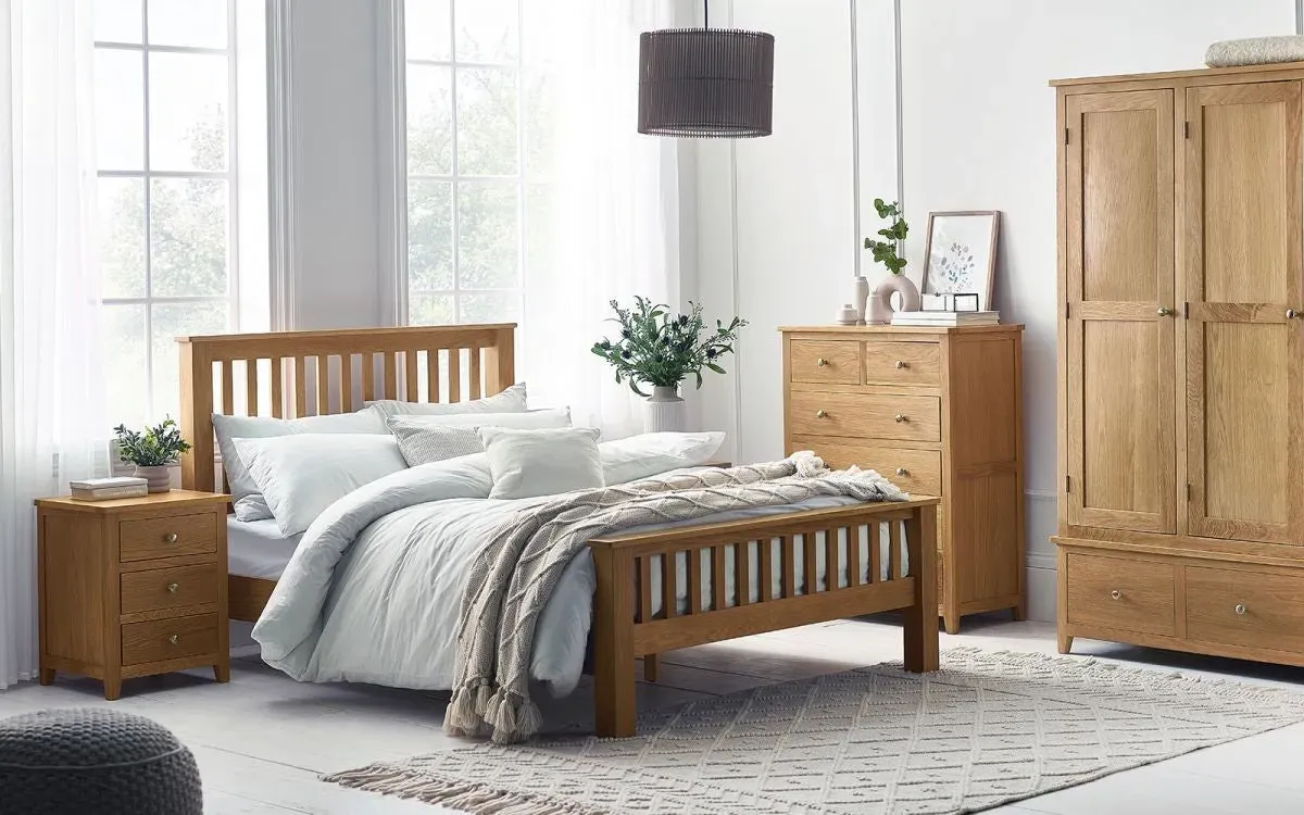 King Size High Footend Bed - Oak, Solid Wood