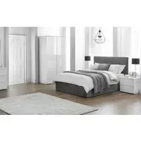 King Size Lift-Up Storage Bed - Grey, Velvet