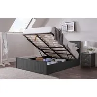 King Size Ottoman Bed with Storage - Anthracite, Wood