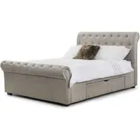King Size Storage Bed with Drawers - Mink, Chenille