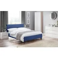 King Size Upholstered Bed Frame - Blue, Linen