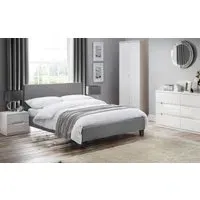 King Size Upholstered Bed Frame - Grey, Linen