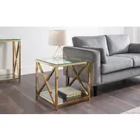 Lamp Table with Storage - Gold, Steel