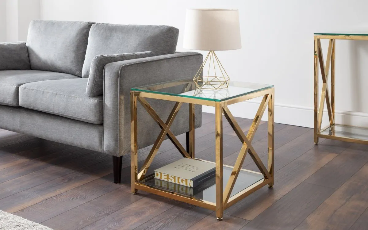 Lamp Table with Storage - Gold, Steel image