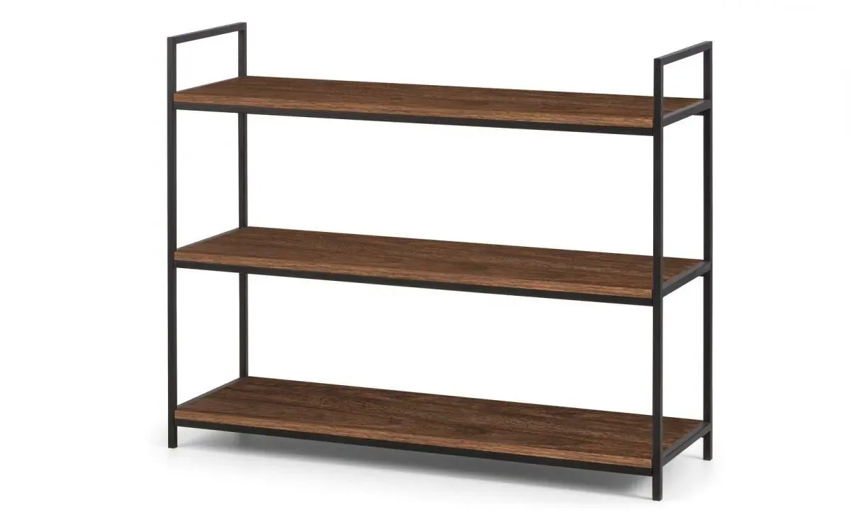 Low Bookcase with 3 Shelves - Walnut, Metal