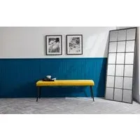 Low Dining Bench - Mustard, Velvet