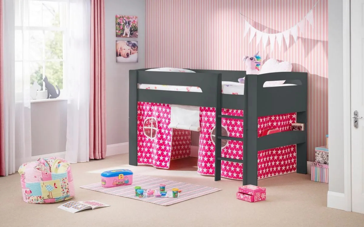 Mid Sleeper Bed with Ladder - Anthracite, Pine image