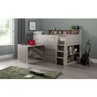 Midsleeper Bed with Desk & Storage - Grey Oak