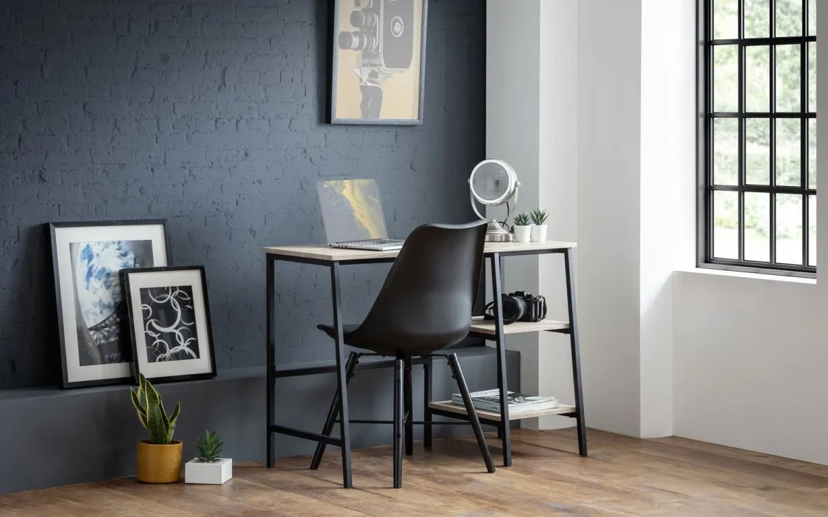 Modern Desk with Shelves - Sonoma Oak, Metal image