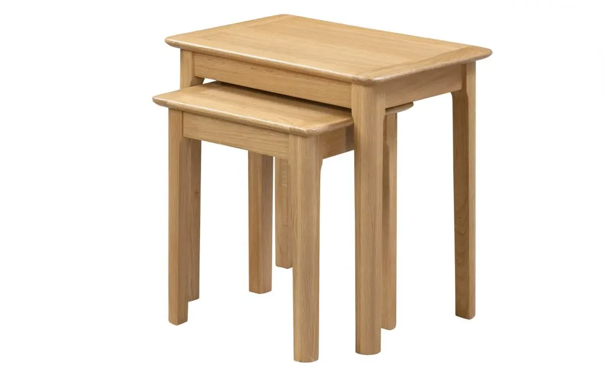 Nest of 2 Tables with Storage - Oak, Solid Wood image
