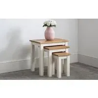 Nest of 3 Tables - Ivory, Solid Oak