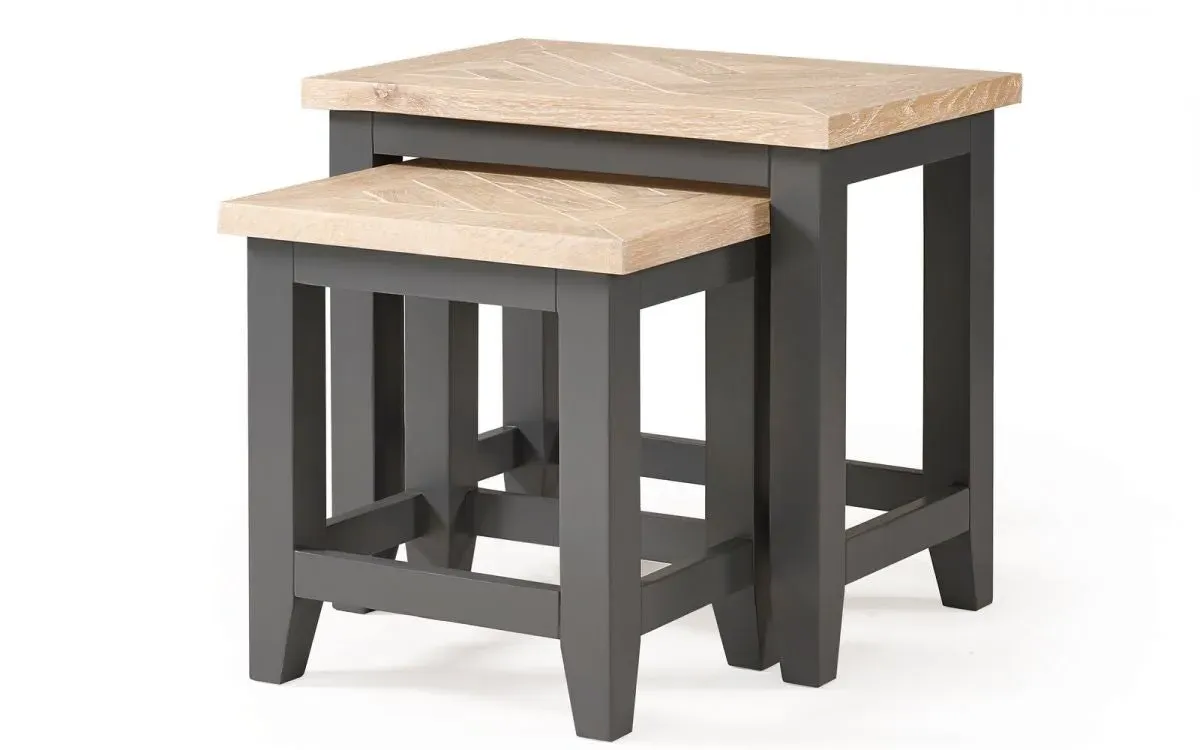 Nest of Tables Set - Dark Grey, Oak image