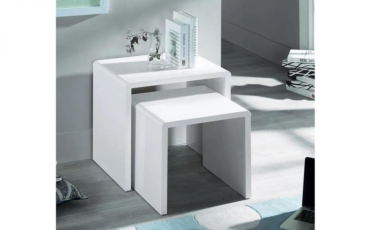 Nest of Tables Set - White, High Gloss MDF image
