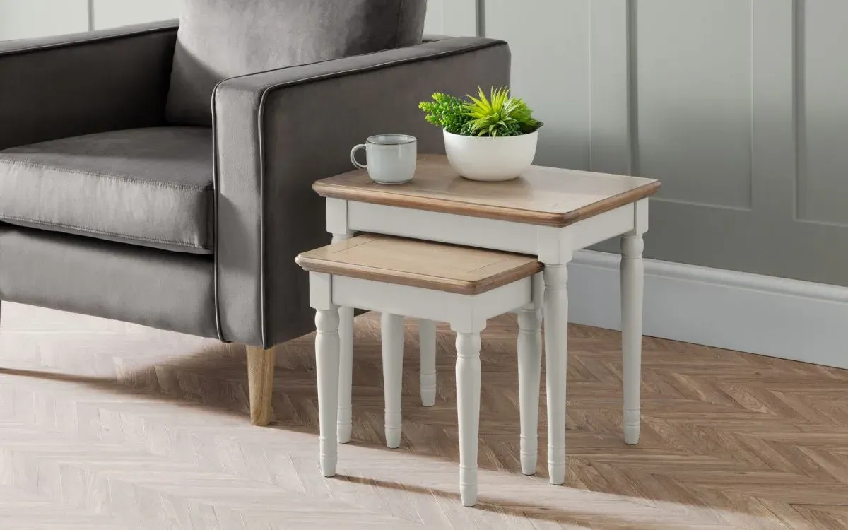 Nest of Tables with Turned Legs - Grey, Oak image