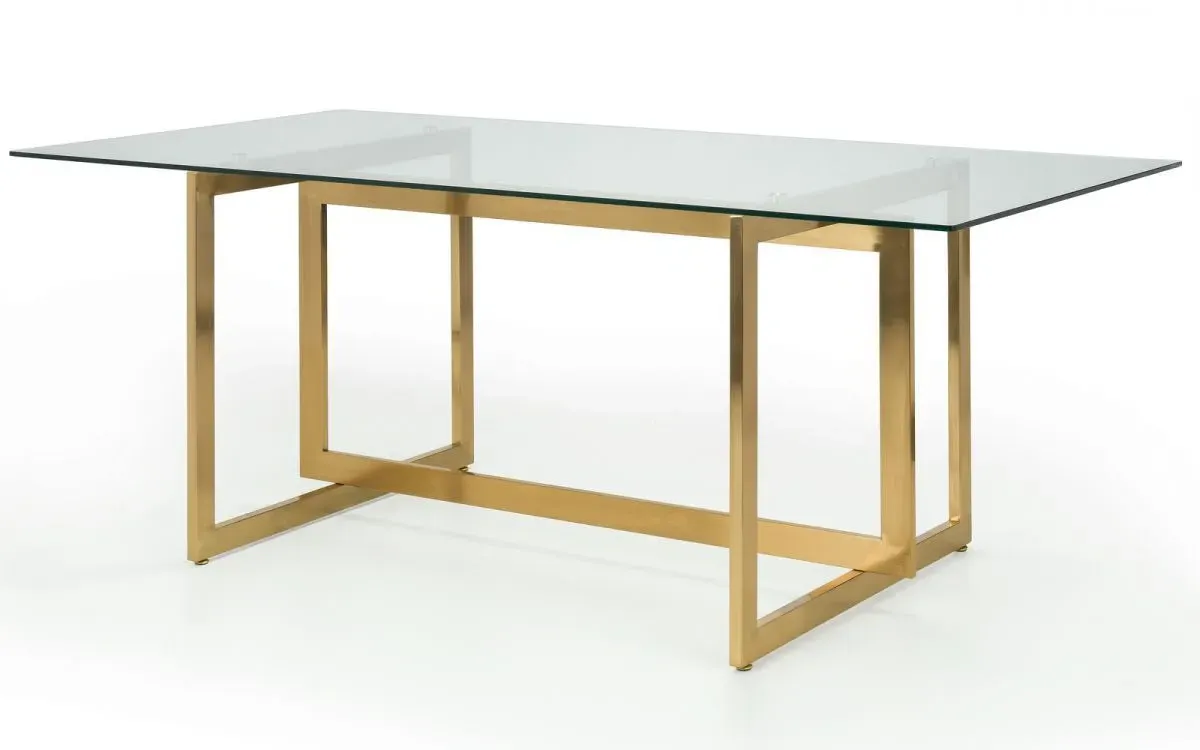 Rectangular Dining Table - Glass, Steel