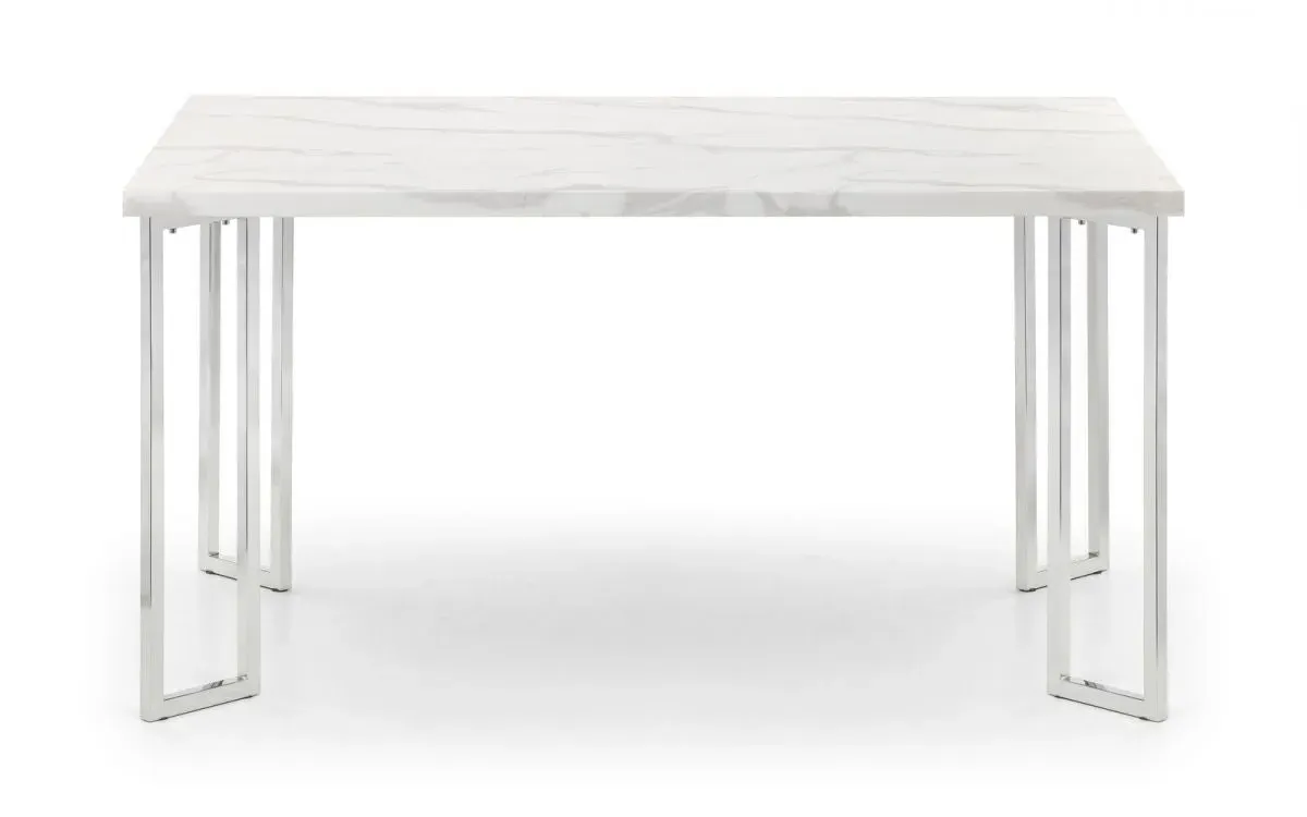 Rectangular Dining Table - White, Marble Effect image