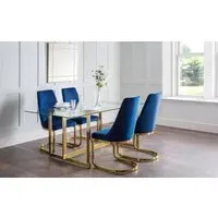 Rectangular Glass Dining Set with Gold Base