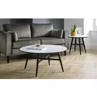 Round Coffee Table with Cross Legs - White, MDF