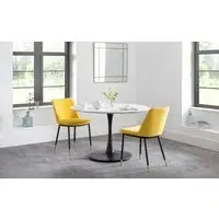 Round Dining Set with 2 Chairs - White, Marble