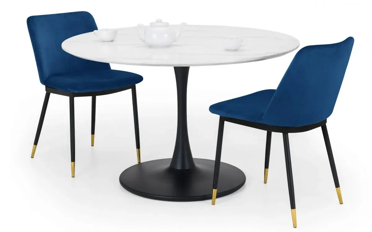 Round Dining Set with 2 Chairs - White, Marble