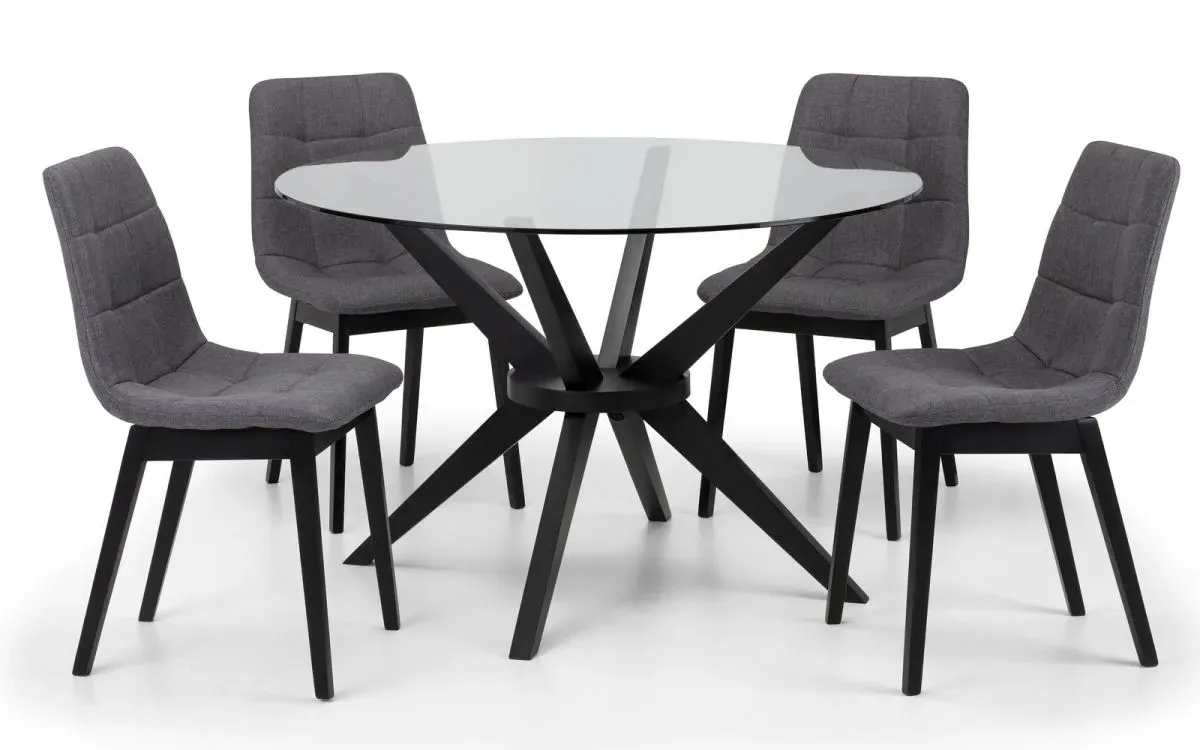 Round Dining Set with 4 Chairs - Clear, Glass image