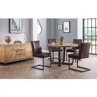 Round Dining Set with 4 Chairs - Natural, Oak