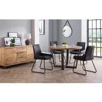 Round Dining Set with 4 Chairs - Natural, Oak