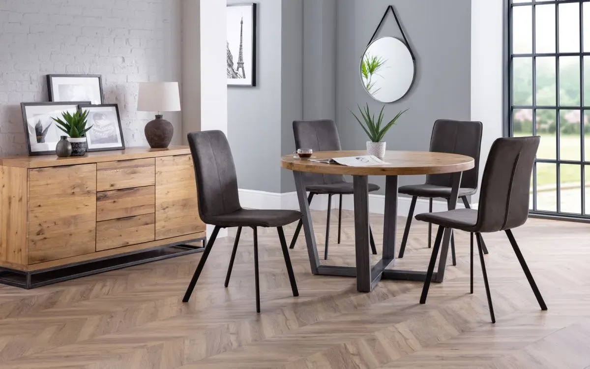 Round Dining Set with 4 Chairs - Natural, Oak image
