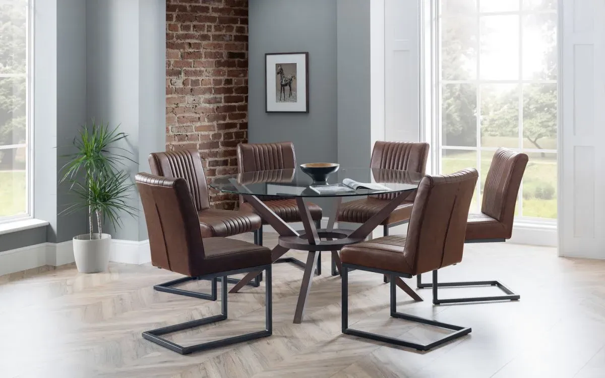 Round Dining Set with 6 Chairs - Clear, Glass image