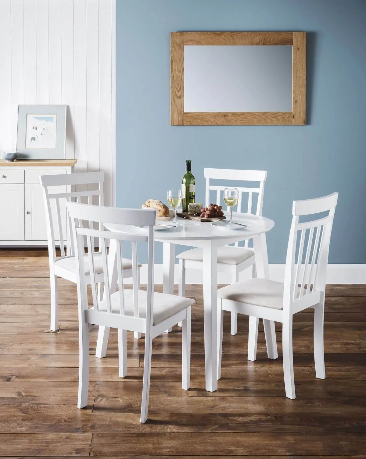 Round Dining Set with Drop Leaves - White, Hardwood image